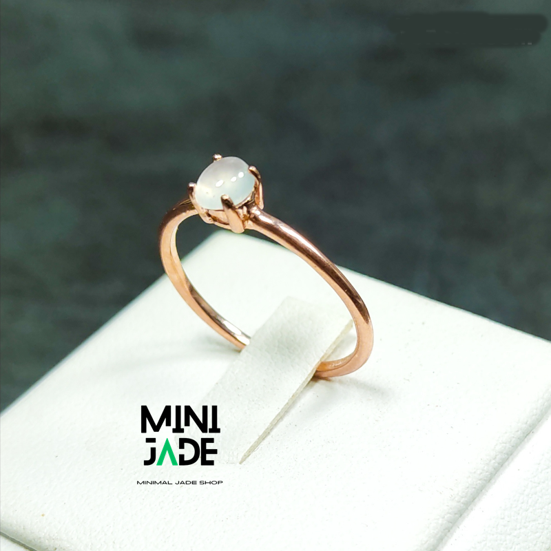 แหวน Pink Gold หัวหยกน้ำแข็งพม่า