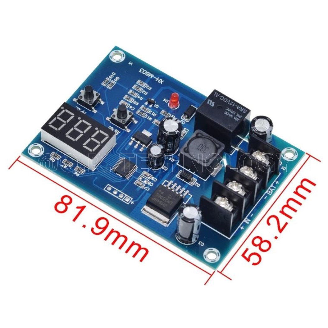 (1ชิ้น) AA480 โมดูลควบคุมการชาร์จแบตเตอรี่ โมดูลต่ำตัดสูงตัดการชาร์จแบตเตอรี่ โมดูลชาร์จแบตลิเธียม 12-24VDC Battery Charging Control Module Protection LED Voltmeter Board XH-M603 12-24V Storage Lithium Battery Charger Control Switch Protection Board With