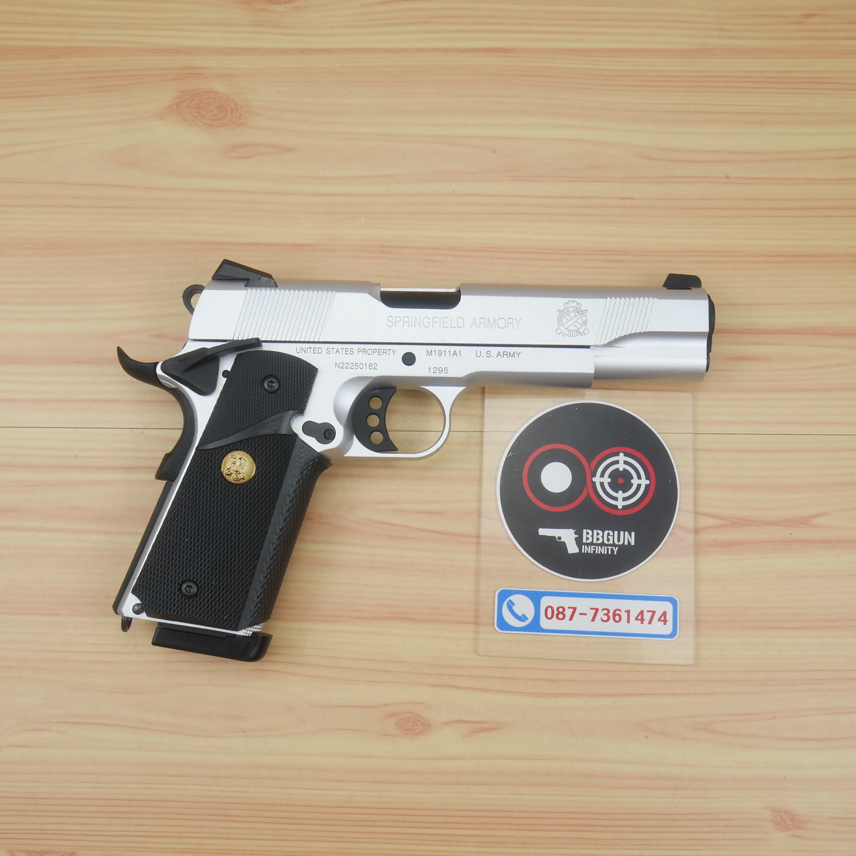 บีบีกันอัดแก๊ส Army Armament R27S Springfield 1911 สีเงิน BB GUN