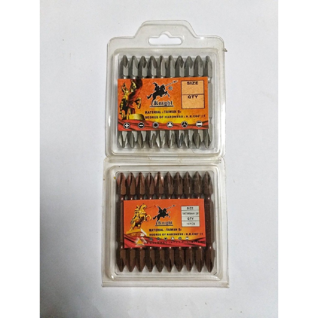 ดอกไขควงลม KNIGHT #2 X 65 มิล +,+ สีเงิน สีชา จำนวน 10 ดอก (ราคารวมแวท) หัวไขควงลม ดอกไขควง ดอกไขควงสว่านไฟฟ้า สว่านไร้สาย