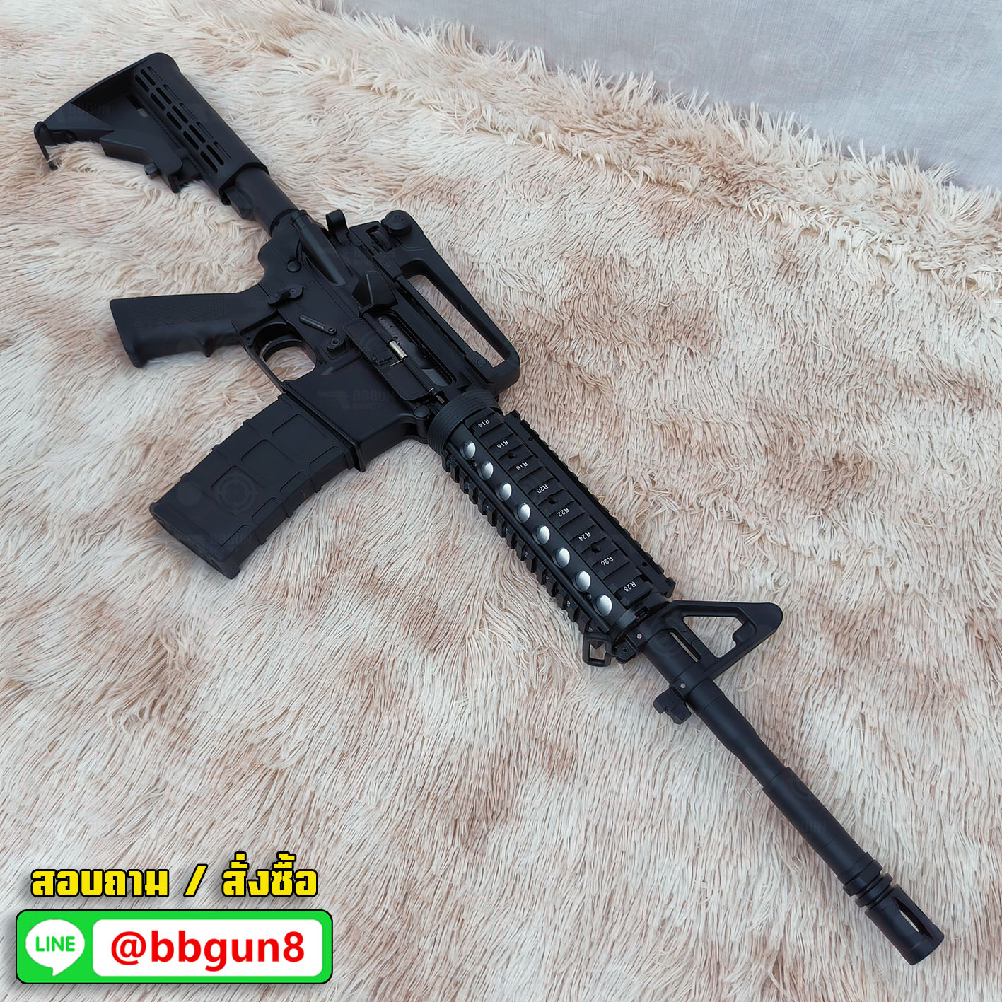 บีบีกันอัดแก็ส M4 RIS ระบบแก๊ส GBBR บอดี้โลหะ Golden Eagle MC 6604 RISM BB GUN
