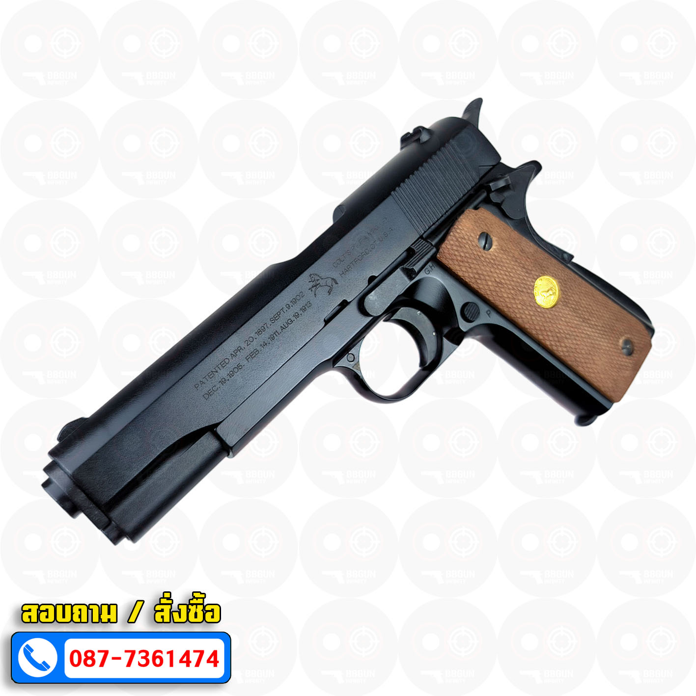 แบลงค์กัน AKSA Colt 1911 A1 100 Years สีดำ กริปไม้ (2 แม็กกาซีน) BLANK GUN