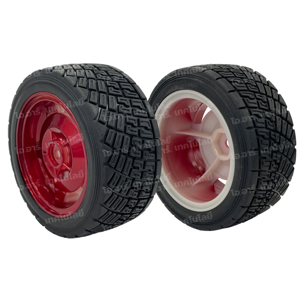 (1ล้อ) ล้อรถ ล้อหุ่นยนต์ ล้อใหญ่ ล้อวิบาก ล้อหนาม ขนาด 83mm/85mm Car Wheel, หน้ากว้าง 35mm/38mm Width Surface Large Robot Smart Car Wheel ล้อแดง ล้อน้ำเงิน RED/BLUE