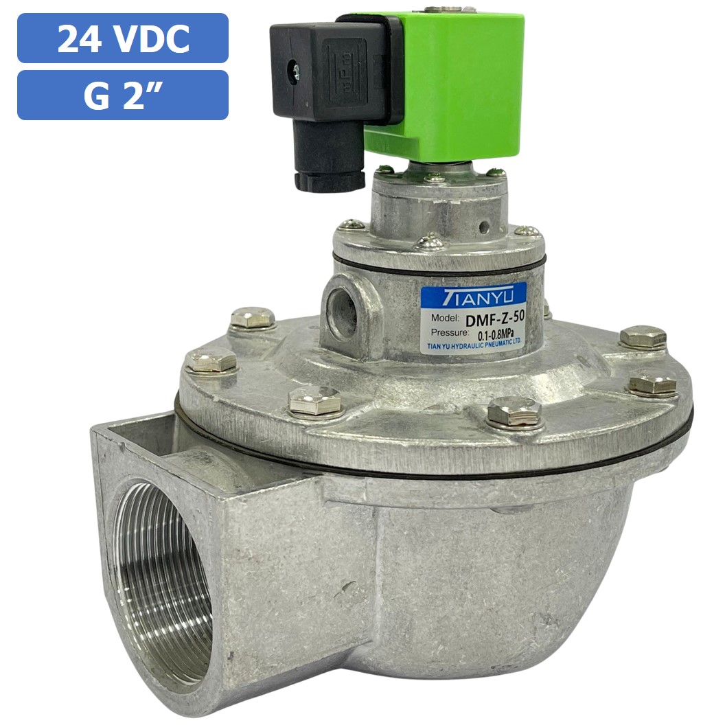 (1ชิ้น) DMF-Z-50 24VDC วาล์วพัลส์ดักฝุ่น อลูมิเนียม 2 Way Right Angle Solenoid Pulse Valve Aluminum Alloy Dust Collector