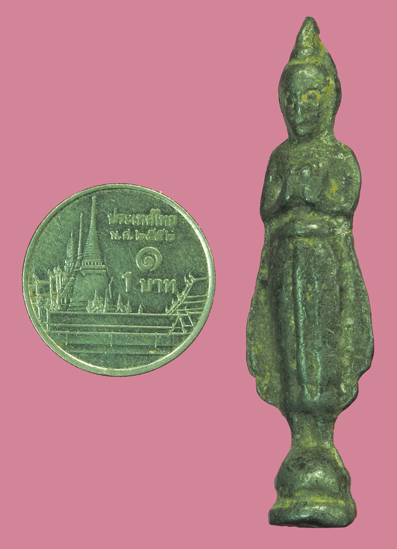 *37940 พระกรุ พระร่วงพิมพ์ยืนปางห้ามสมุทร วัดเลียบ กรุงเทพ เนื้อชิน 13