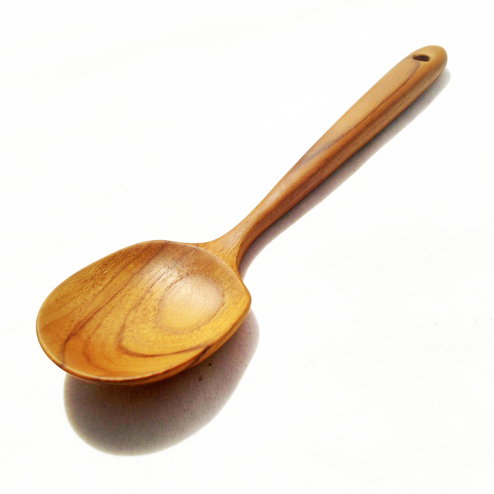 ช้อนเสิร์ฟ ไม้สัก ช้อนกลาง Natural Brown Teak Wood Pasta Rice Soup Spaghetti Stew Serving Spoon