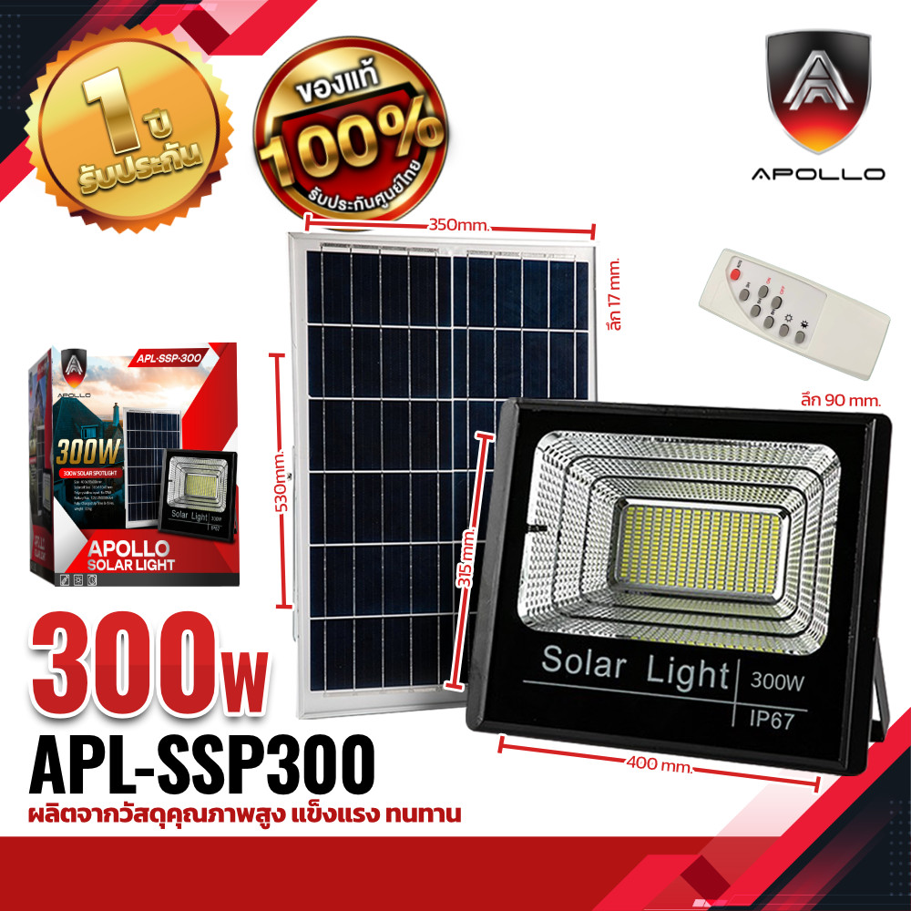 Apollo SOLAR PANEL Spot Light ชุดไฟสปอตไลท์พร้อม โซล่าเซลล์ รุ่น SSP-300