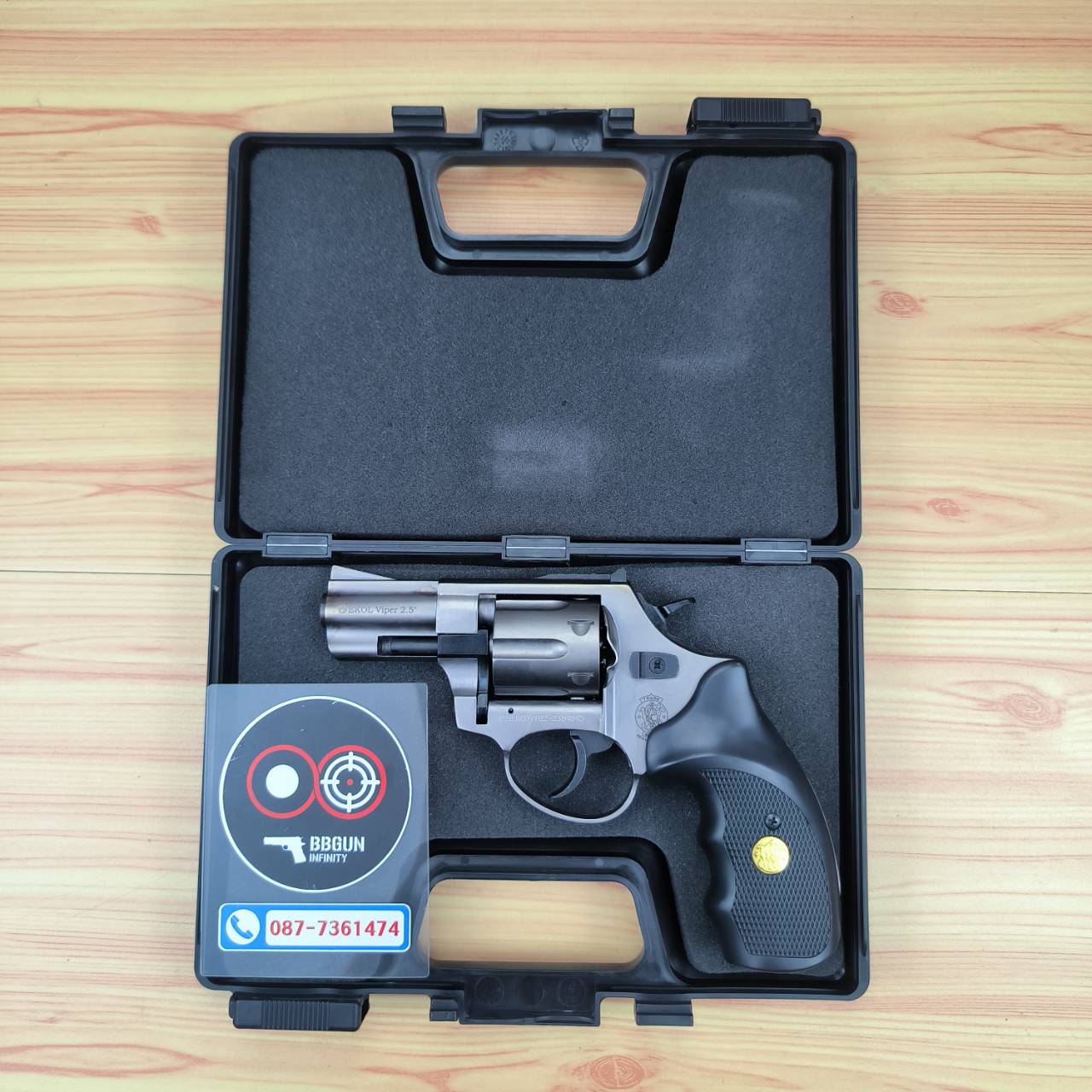 แบลงค์กัน ลูกโม่ 2.5 นิ้ว สีฟูม กระดุมทอง EKOL VIPER 2.5" FUME Smith & Wesson Revolver BLANK GUN