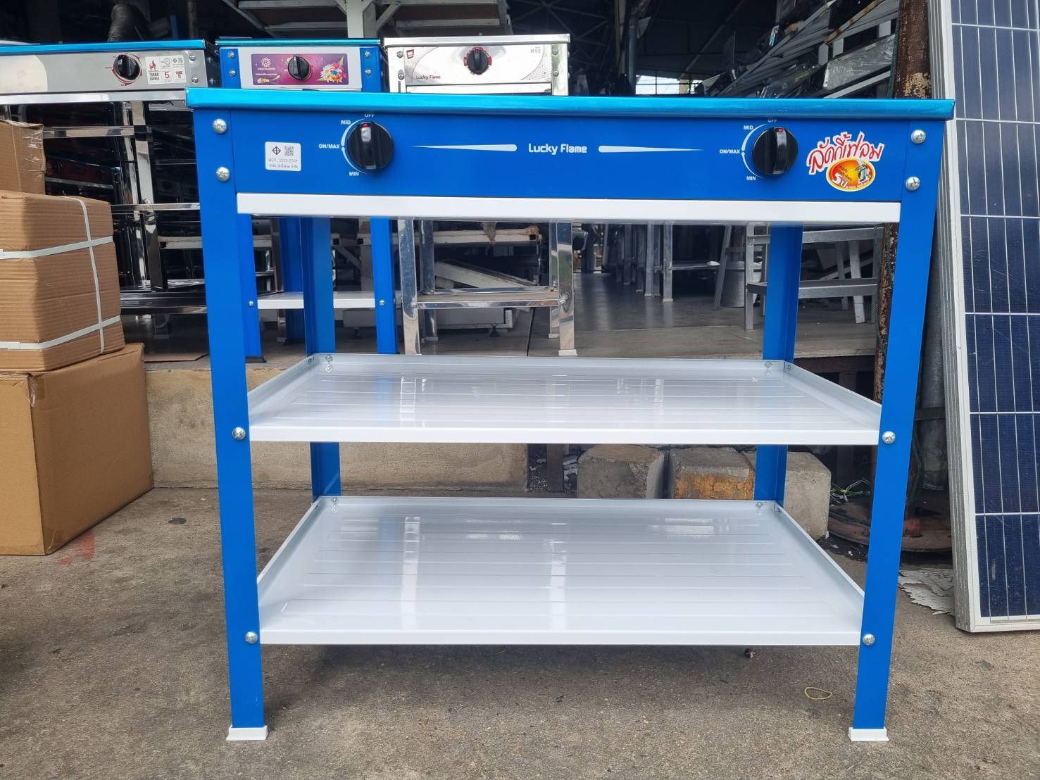 LUCKY FLAMEเตาแก๊สตั้งพื้นสแตนเลส 2 หัวเตา รุ่น DM-402