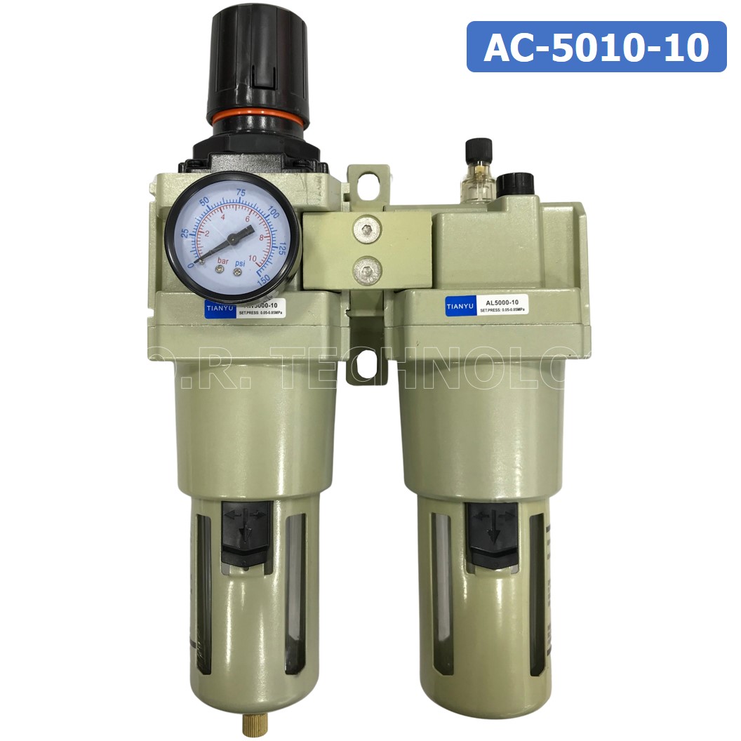 AC5010-10 ชุดกรองลมแบบ 2 ตอน Manual Drain FRL 2 Unit Combination Air Filter, Regulator & Lubricator TIANYU AC-5010-10