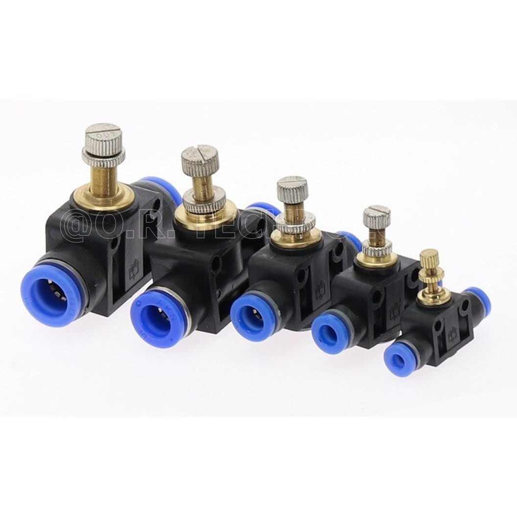 SA-10 ข้อต่อลม 2ทาง แบบปรับลมได้ ข้อต่อปรับลม ข้อต่อวาล์วปรับลม Speed Controller Valve flow speed control valve Pneumatic Quick Fitting 2 way Push in