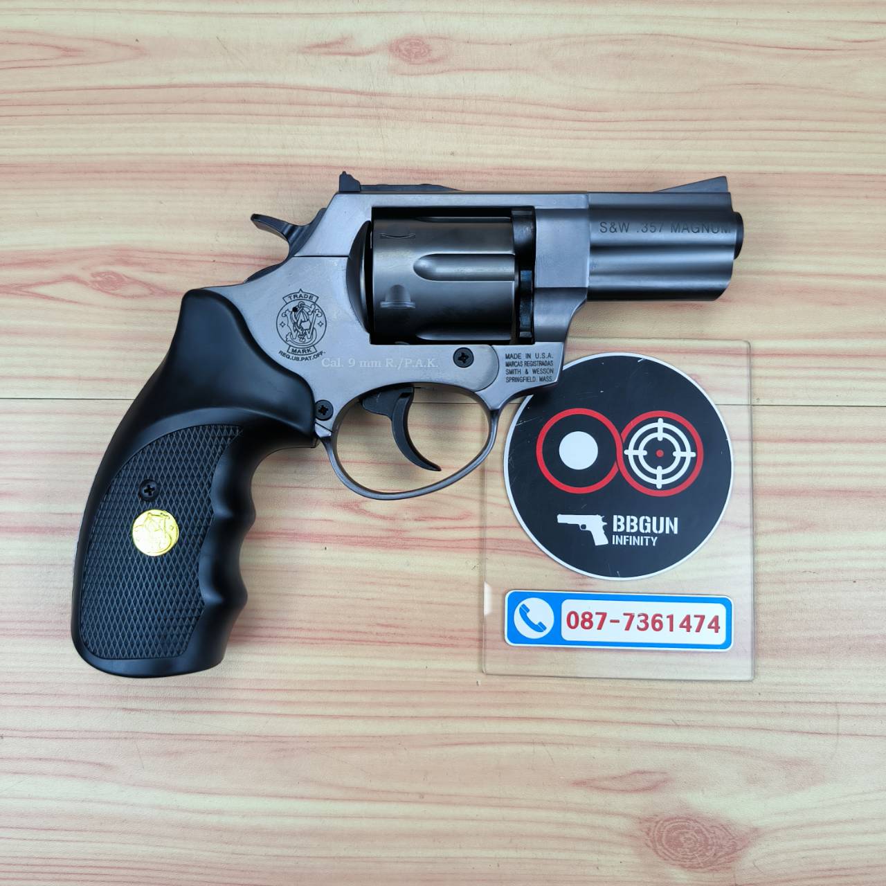 แบลงค์กัน ลูกโม่ 2.5 นิ้ว สีฟูม กระดุมทอง EKOL VIPER 2.5" FUME Smith & Wesson Revolver BLANK GUN