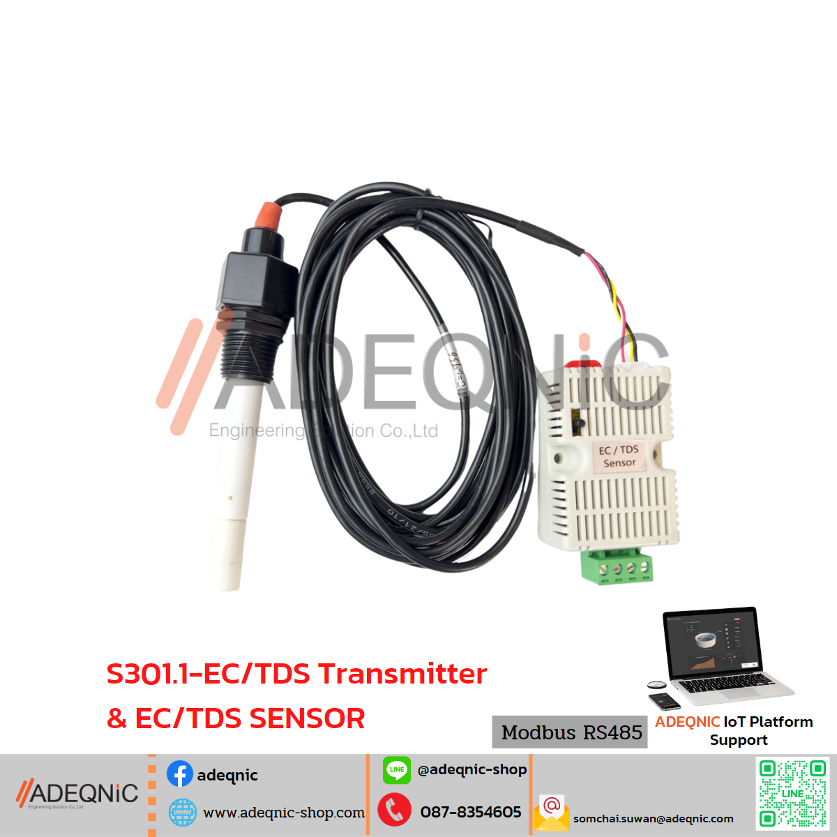 S301.1-EC transmitter RS485 output with Module Modbus 485 (0-44,000us/cm)