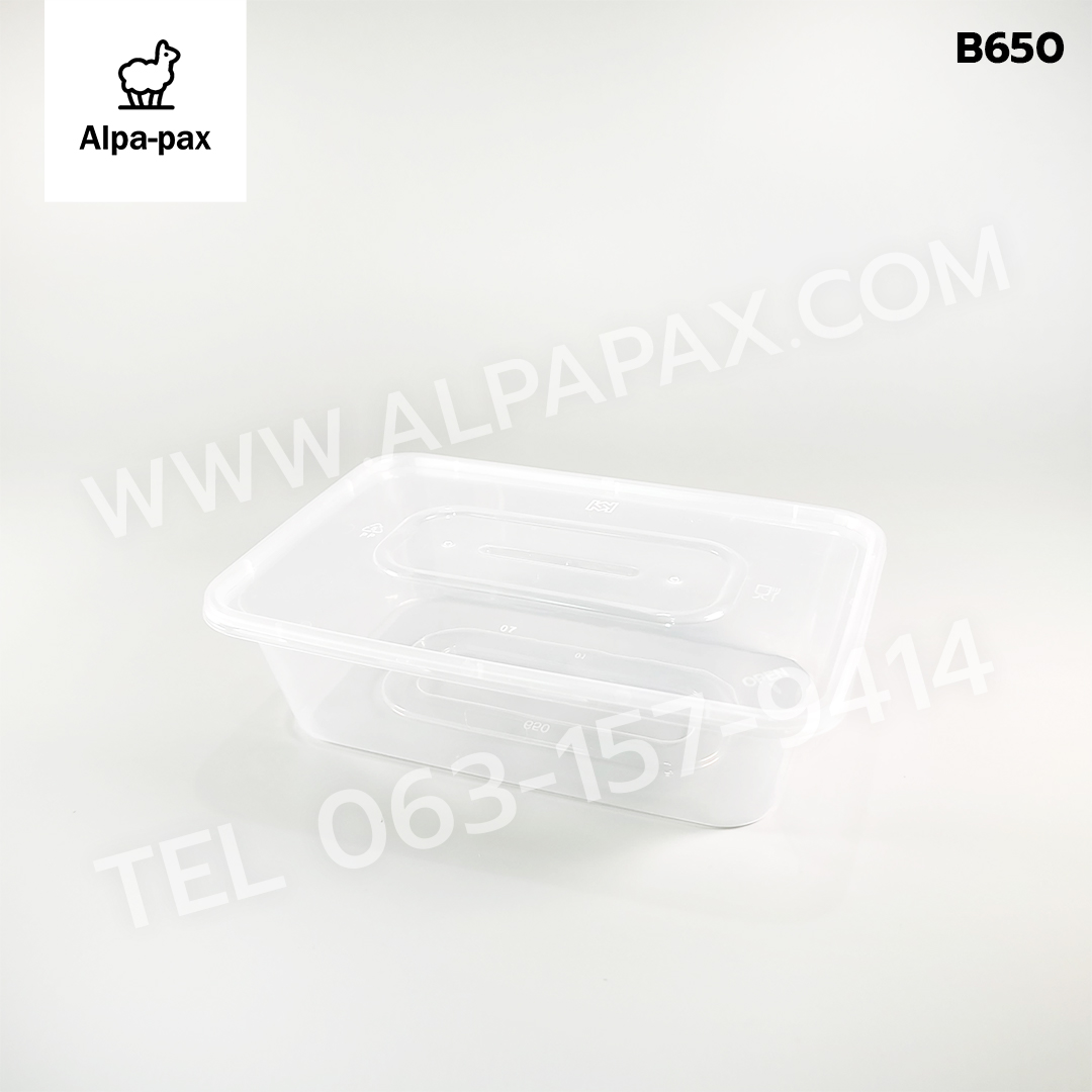 B650กล่องอาหารพลาสติก+ฝา 650ml. (ลัง 300ใบ) กล่องไมโครเวฟ กล่องข้าว กล่องอาหาร กล่องใส่อาหาร