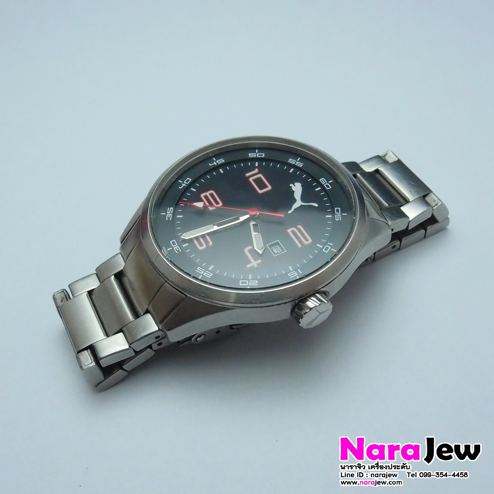 นาฬิกาหลุดจำนำ นาฬิกา PUMA รุ่น Takepole position หน้าปัดสีดำ หน้าปัด 43 มม. ตัวเรือน Stainless steel