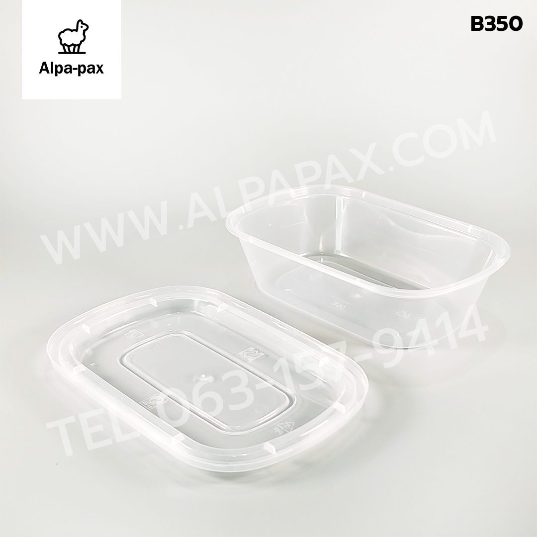 B350กล่องอาหารพลาสติก+ฝา 350ml. (ลัง 300ใบ) กล่องไมโครเวฟ กล่องข้าว กล่องอาหาร กล่องใส่อาหาร