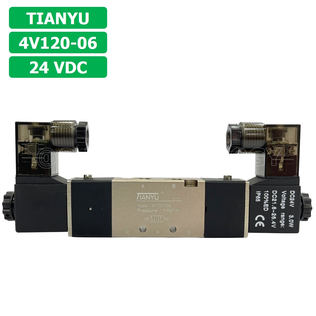 (1ชิ้น) 4V120-06 24VDC โซลินอยด์วาล์ว คอยล์ 2 ข้าง Double coil Solenoid Valve Pneumatic TIANYU โซลินอยด์วาล์วไฟฟ้า โซลินอยลม วาล์วลม กระบอกลม