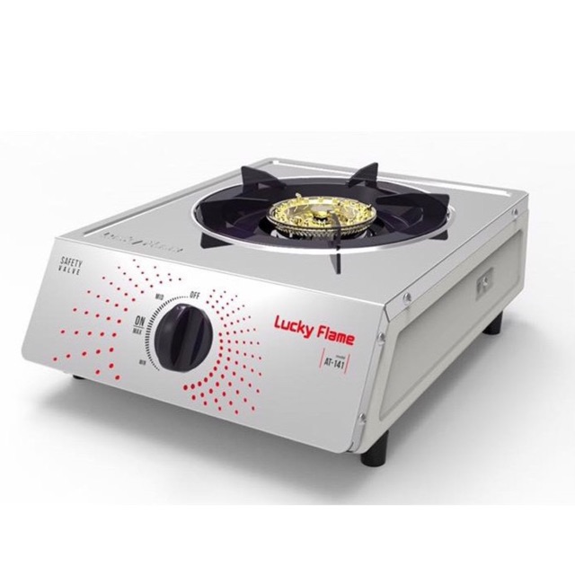 LUCKY FLAME รุ่น AT-141 หัวเตาสแตนเลส ฝาเฝืองทองเหลืองแท้ 100%