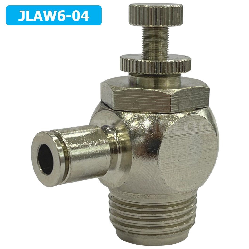 (1ชิ้น) JLAW6-04 ข้อต่อลมสแตนเลส ข้อต่อปรับลม งอ STAINLESS Air Flow Speed Controller ควบคุมความเร็วลม Speed Control valve JLAW JSL