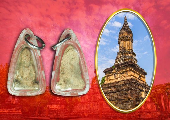 *40080 พระเชตุพน สุโขทัย เนื้่อดิน เลี่ยมพลาสติกเก่า 13