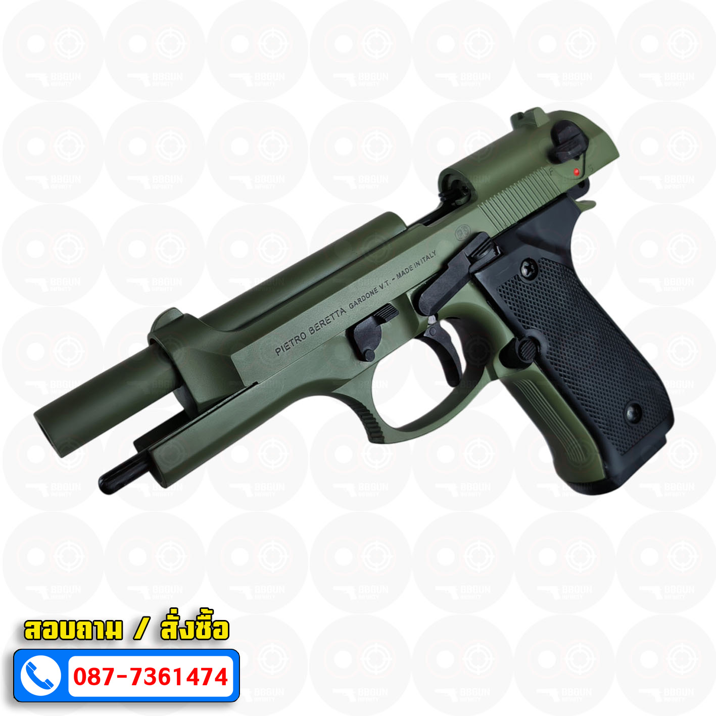 แบลงค์กัน Retay M92 สีเขียวเข้ม Dark Green Blank Gun Beretta M92 รีเท บาเร็ตต้า เอ็ม 92