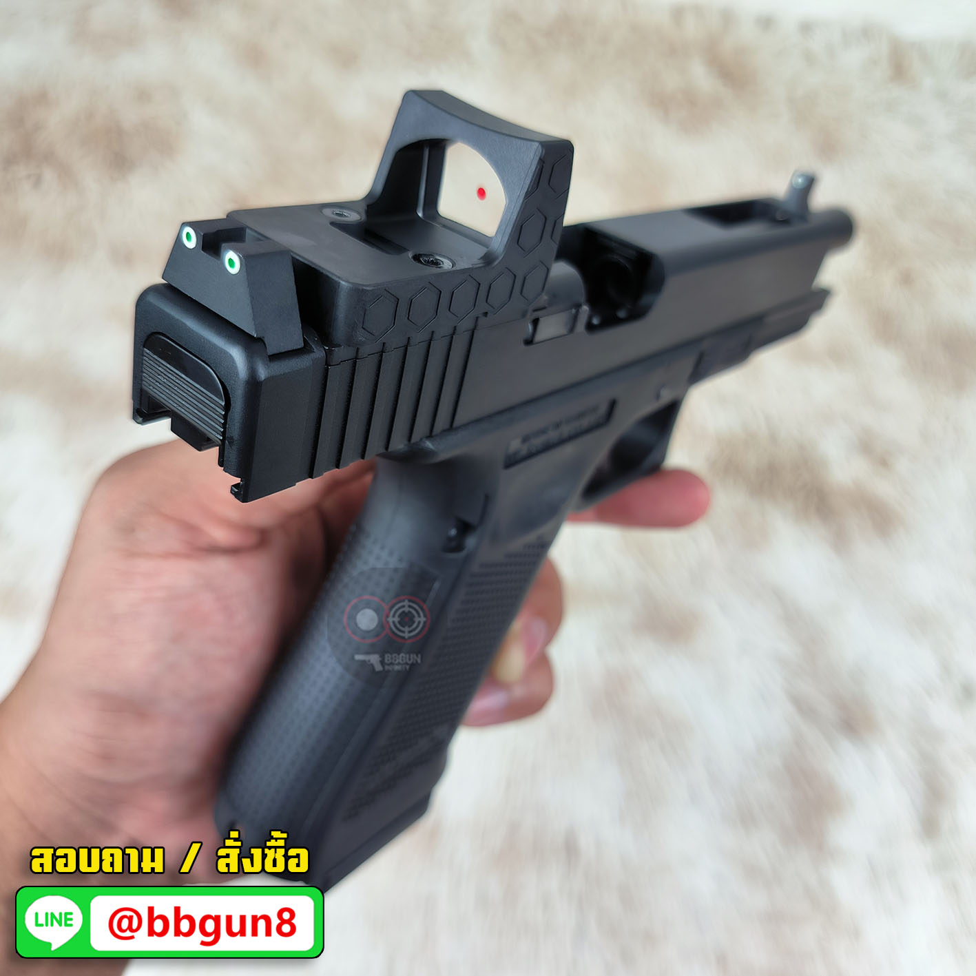 WE G34 Glock 34 Gen 4 MOS ดำ (แถมแผ่นเพลท RED DOT ศูนย์ปืนยกสูง เสริมด้าม)