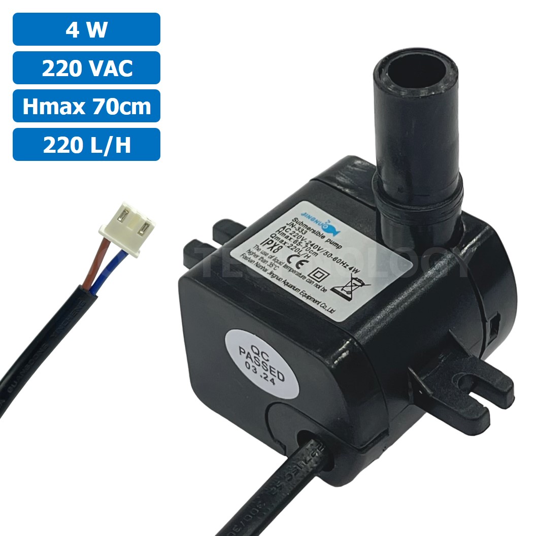 JN-333 4W ปั๊มน้ำ ปั๊มแช่ ปั๊มพดลมไอเย็น 220VAC 4W Water pump Submersible Pump JING NUO Hmax 0.7m Qmax 220L/H