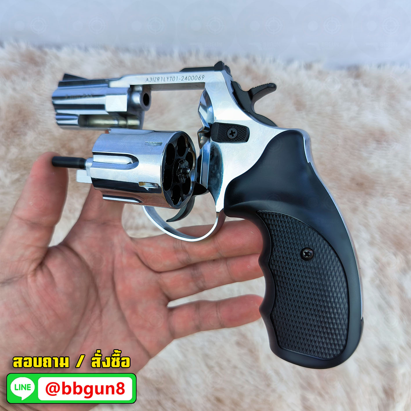 BLANK GUN Zoraki R1-TD 2.5 แบลงค์กันลูกโม่ 2.5 นิ้ว สีเงินเงา (แถมกล่องใส่ปืน)