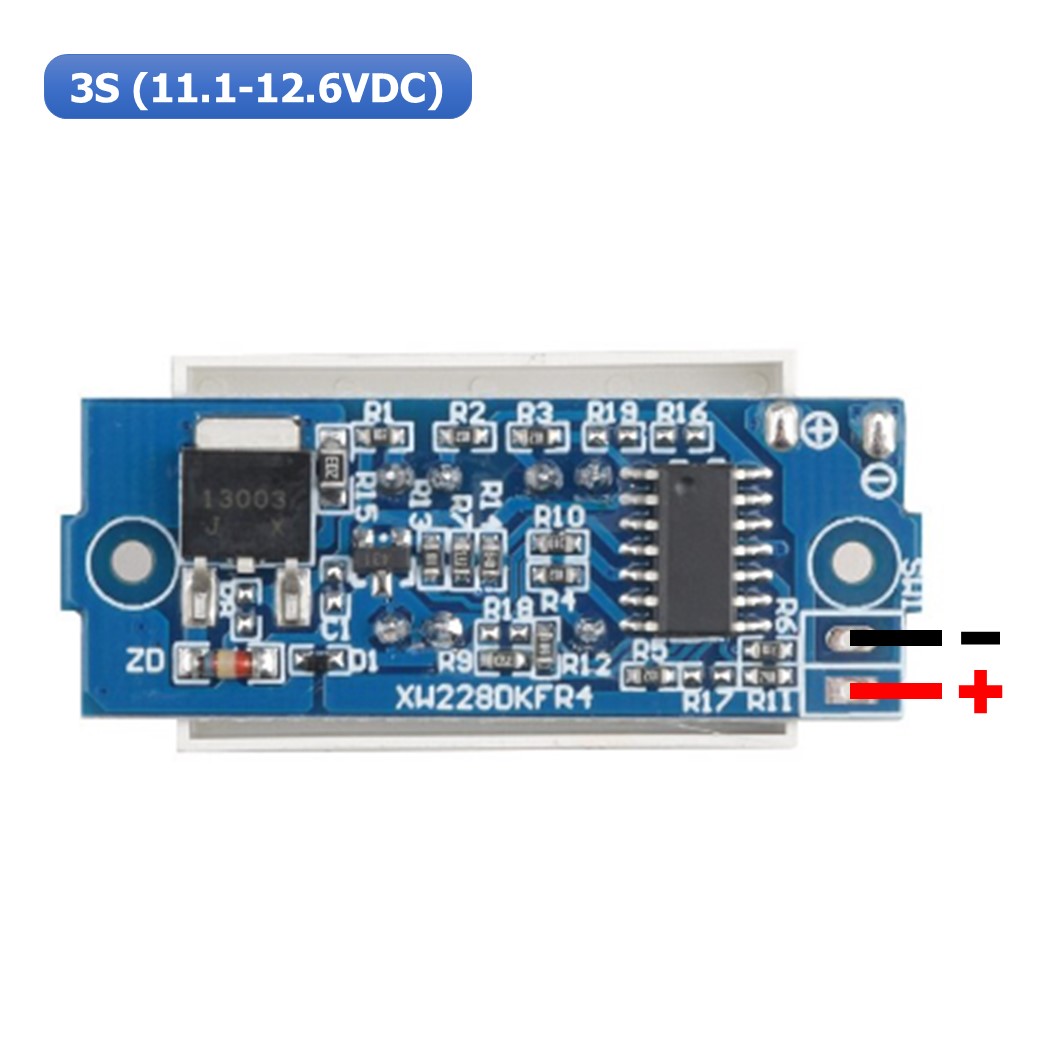 (1ชิ้น) NA608 จอแสดงผล แบตเตอรี่ จอแบตเตอรี่ ลิเธียม จอวัดแบตเตอรี่ 3S 18650 Li-po Lithium Battery Capacity Indicator Module 3S (11.1-12.6VDC)