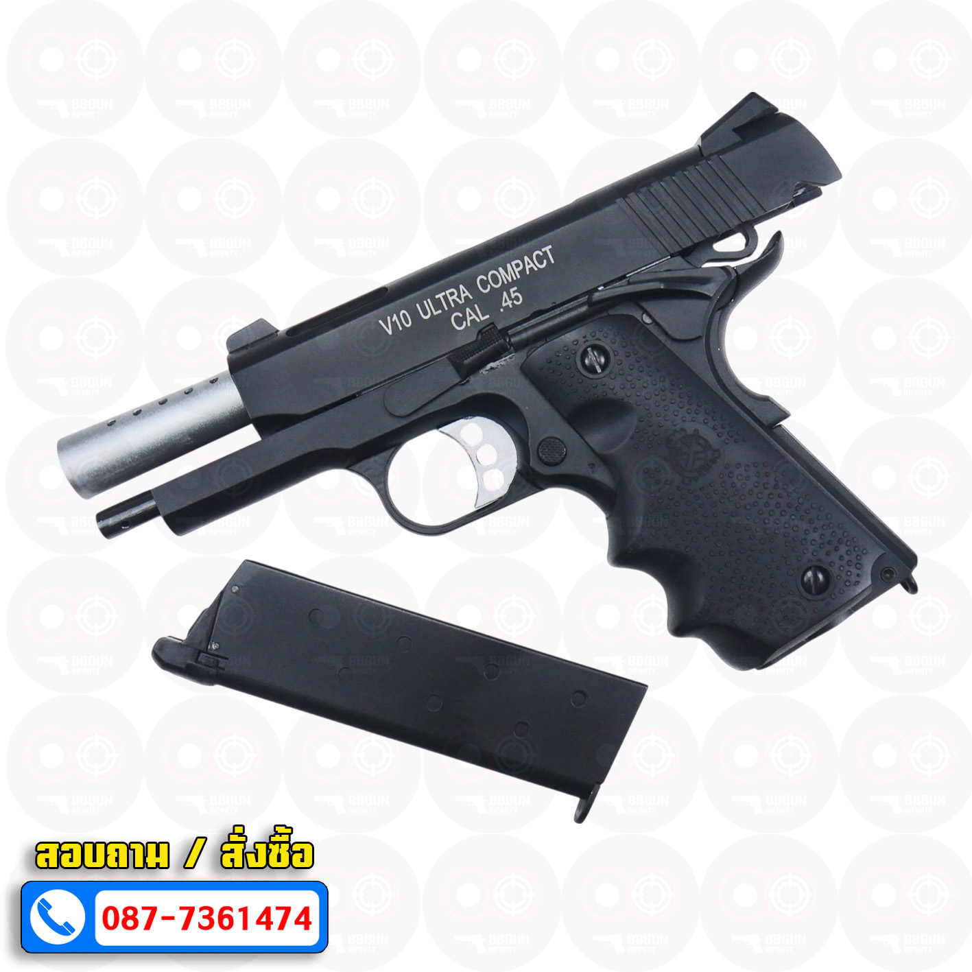 บีบีกันอัดแก๊ส Double Bell 793 BK Springfield V10 Ultra Compact 1911 สีดำ BB GUN