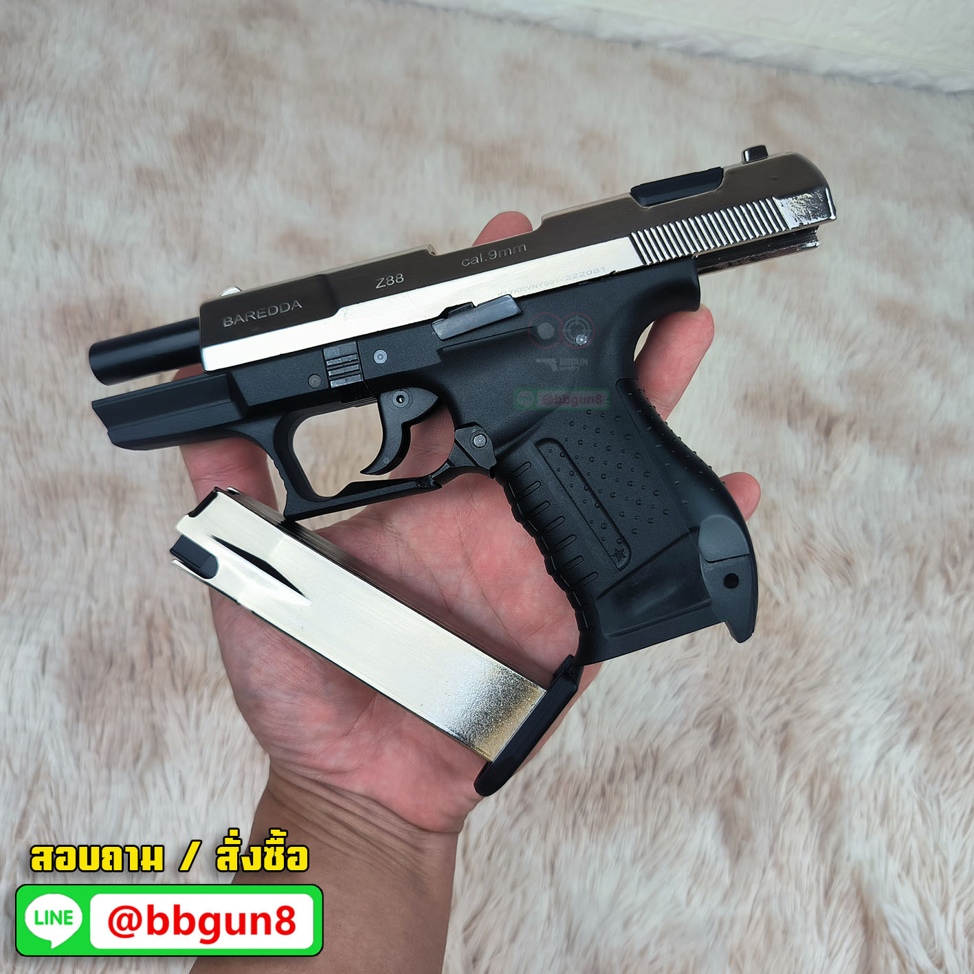 แบลงค์กัน BAREDDA Z88 (P99) สไลด์สีเงินเงา blank gun