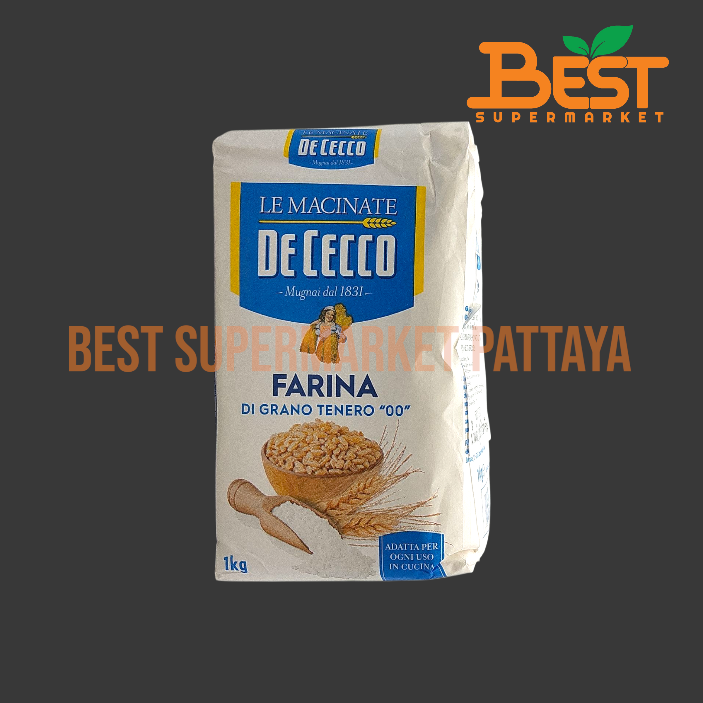 ดิ เชคโค ฟารินา เด กราโน เทเนโร เบอร์ 00 แป้งสาลี 1 กิโลกรัม De Cecco Farina Soft Wheat Flour "00" 1 kg.