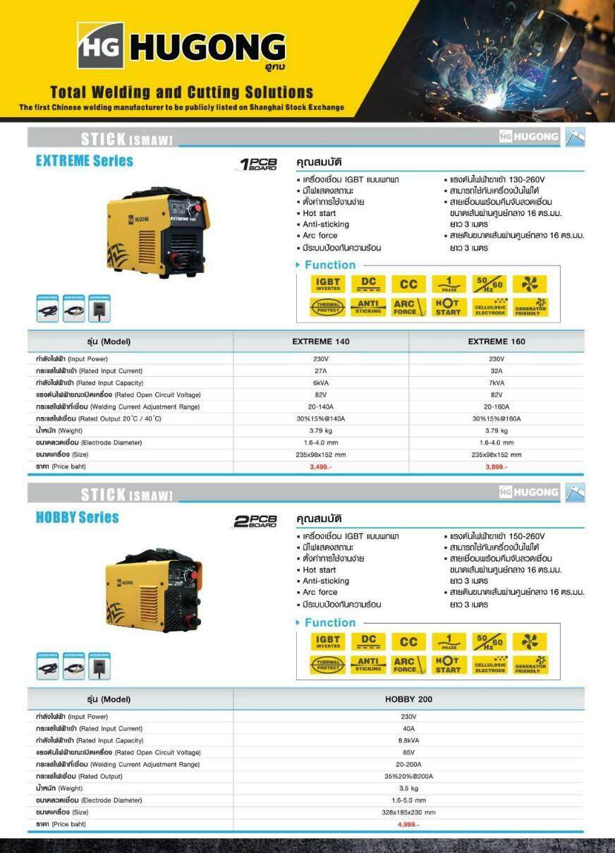 HUGONG WELDERS ตู้เชื่อมฮูกง Inverter ARC รุ่น EXTREME 160 รับประกัน 2 ปี