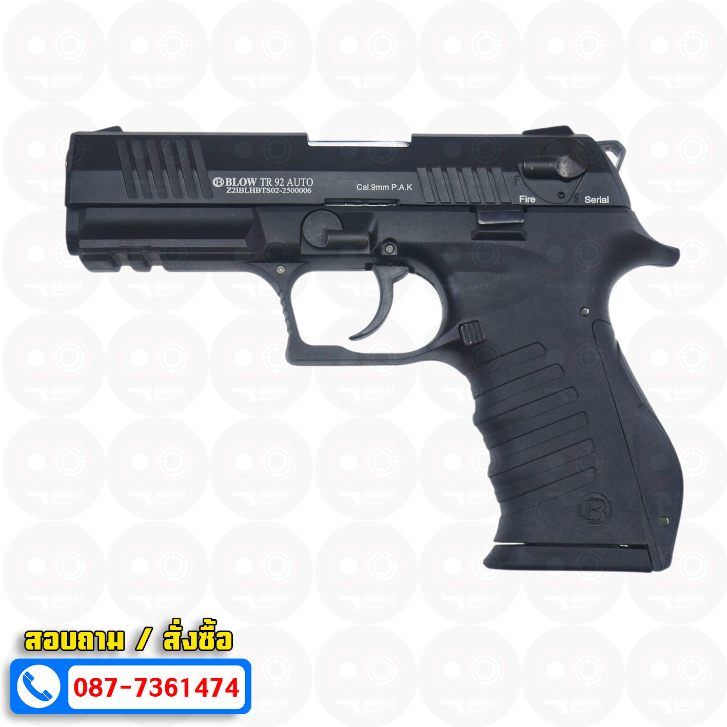 แบลงค์กัน BLOW TR 92 AUTO สีดำ BLACK Blank Gun ( 2 แม็กกาซีน + กล่องปืน )
