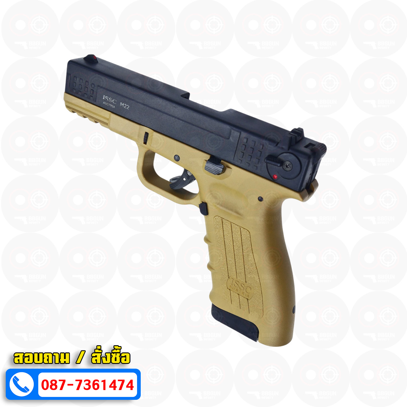 Ceonic Issc M22 โครงทราย-สไลด์ดำ 9mm P.A.K แบลงค์กัน blank gun (แถม 2 แม็กกาซีน กล่องใส่ปืน แส้ น้ำยาล้างปืน)