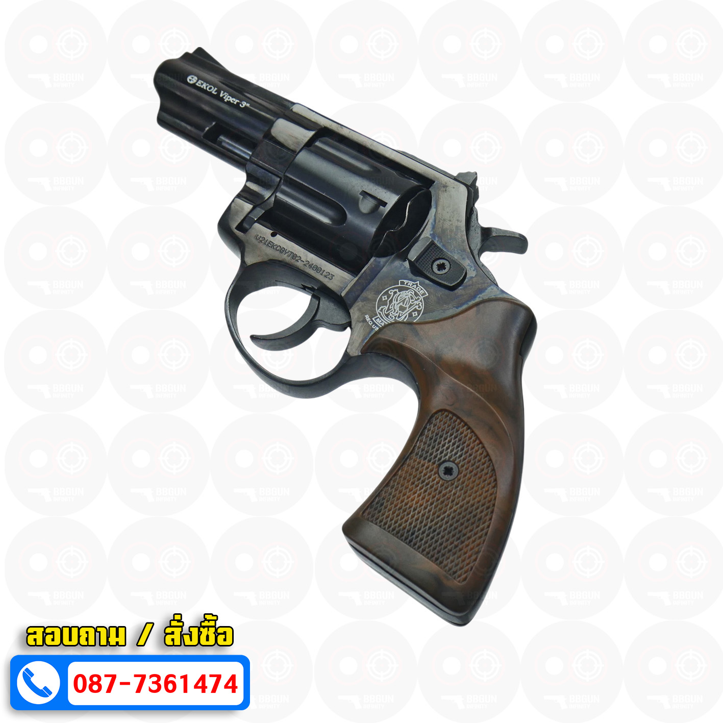 Ekol Viper 3 นิ้ว สีดำ ปืนแบลงค์กันลูกโม่ Blank Gun Revolver 3" Black (แถมกล่องใส่ปืน)