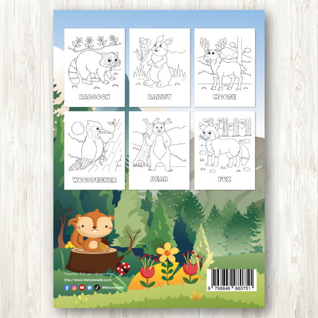 สมุดระบายสีสัตว์ป่า Woodland Animals Coloring Book