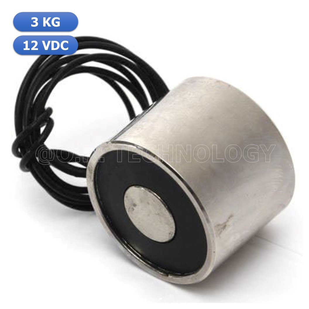 (1ชิ้น) NC465 แม่เหล็กไฟฟ้า โซลินอยด์ดูดโลหะ อิเล็กโตแมกเนท แม่เหล็กดูดไฟฟ้า P20/15 DC12V Solenoid Electric Sucker Electromagnet 3KG