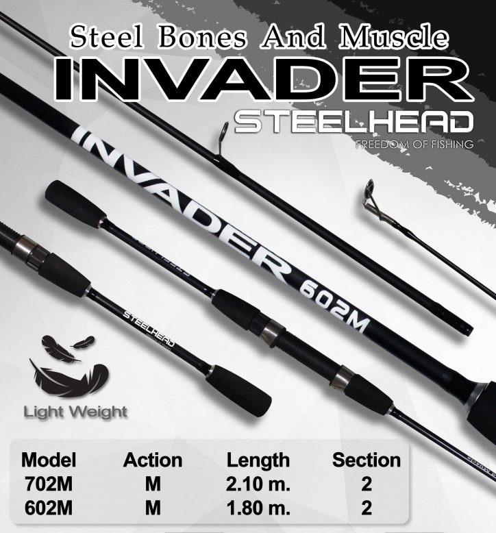 คันเบ็ดตกปลา คันตีเหยื่อปลอม INVADER STEEL HEAD น้ำหนักเบา ส่งเหยื่อได้ไกล ราคาถูก