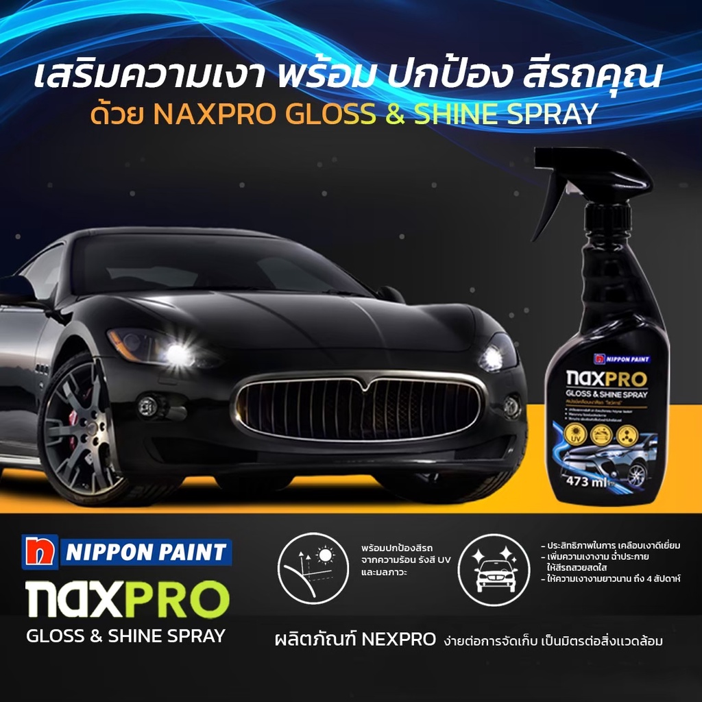 NAXPRO GLOSS & SHINE SPRAY(สเปรย์เคลือบเงาสีรถ"โชว์คาร์"