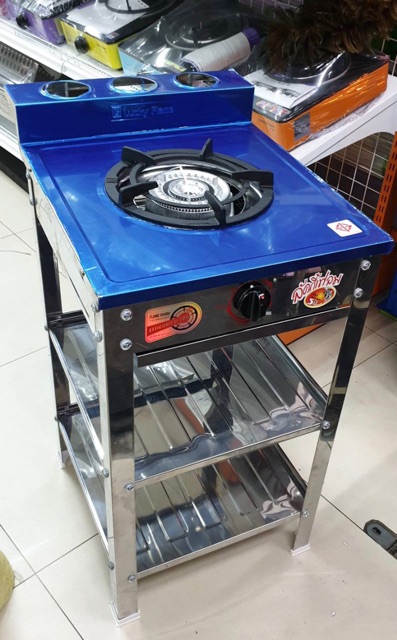 Lucky Flame เตาแก๊สลัคกี้เฟลม รุ่น AT-502R สแตนเลสทั้งตัว 1 หัวเตา ปรับไฟได้ 4 ระดับ (เลือกหัวปรับได้)