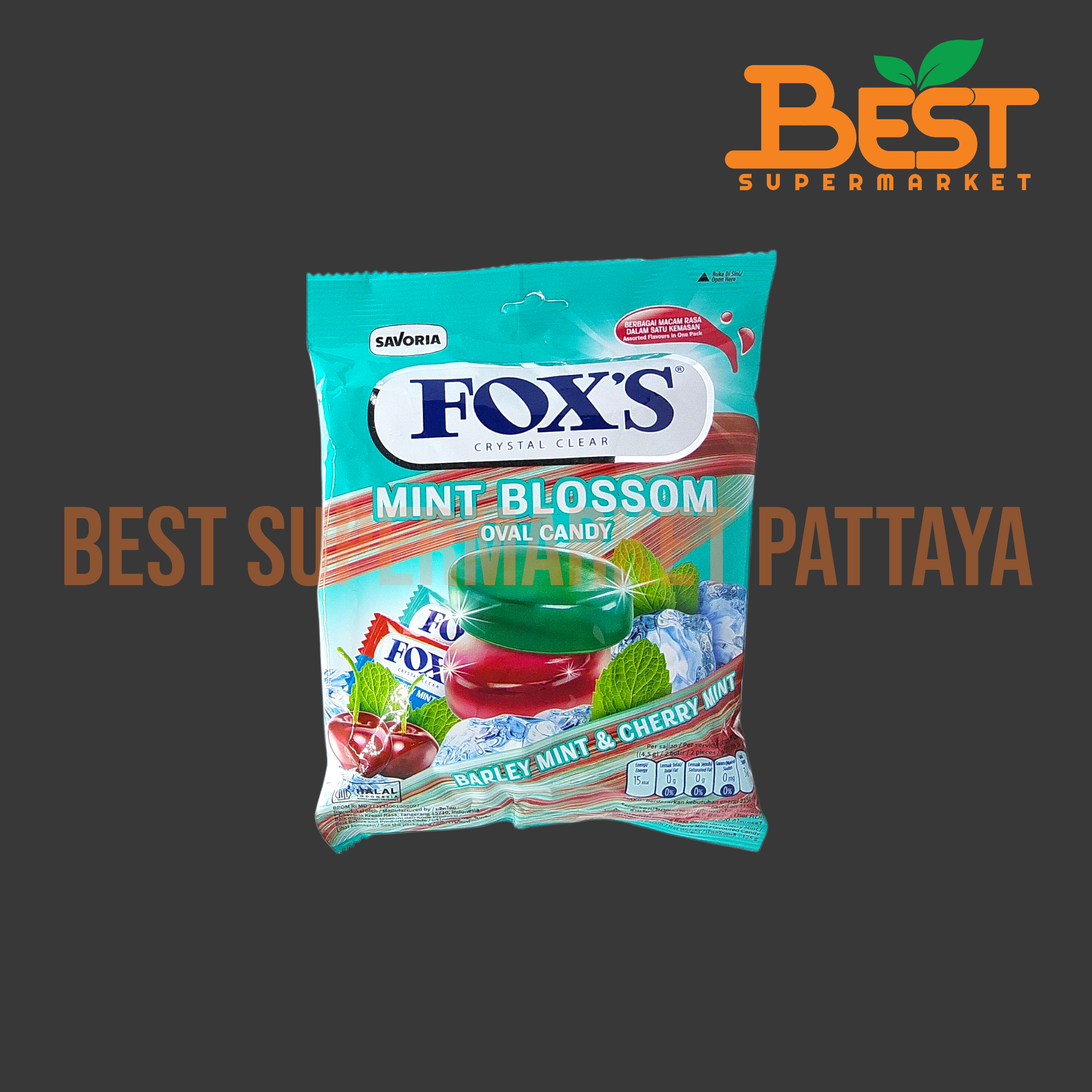 ฟอกซ์ ลูกอมรสบาร์เลย์มินต์ และรสเชอร์รี่มินต์ 125 กรัม.Fox's Mint Blossom 125g.