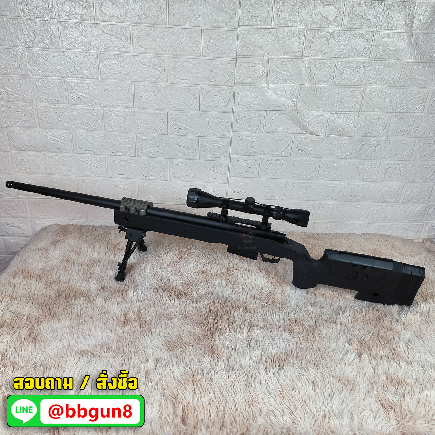 CYMA CM.700A M40A5 สีดำ สไนเปอร์ บีบีกัน (พร้อมอุปกรณ์ กล้องสโคป ขาทราย สปีดโหลดเดอร์ แส้ทำความสะอาด กระสุน)