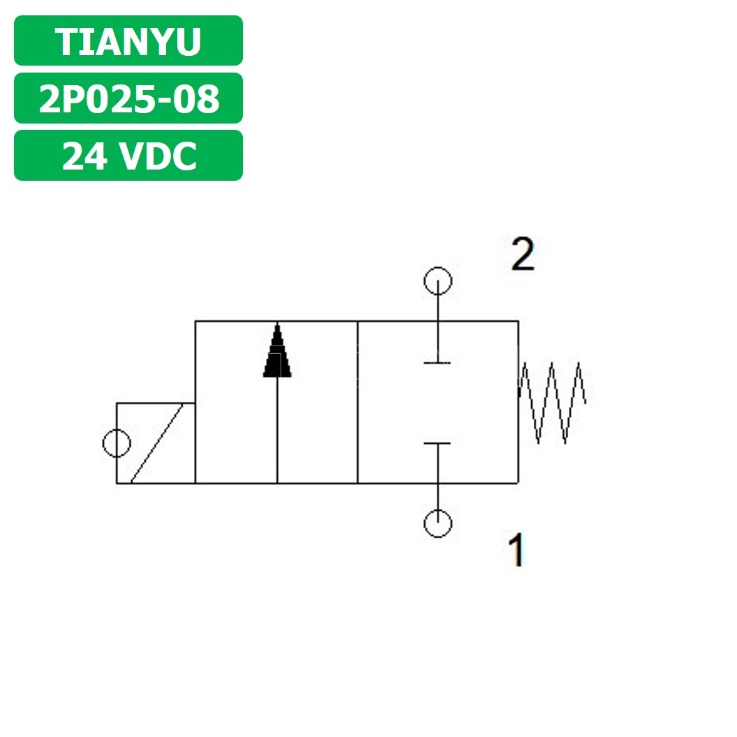(1ชิ้น) 2P025-08 24VDC โซลินอยด์วาล์ว พลาสติก 2/2 Way Single Coil Solenoid Valve Pneumatic TIANYU โซลินอยด์ลม วาล์วลม