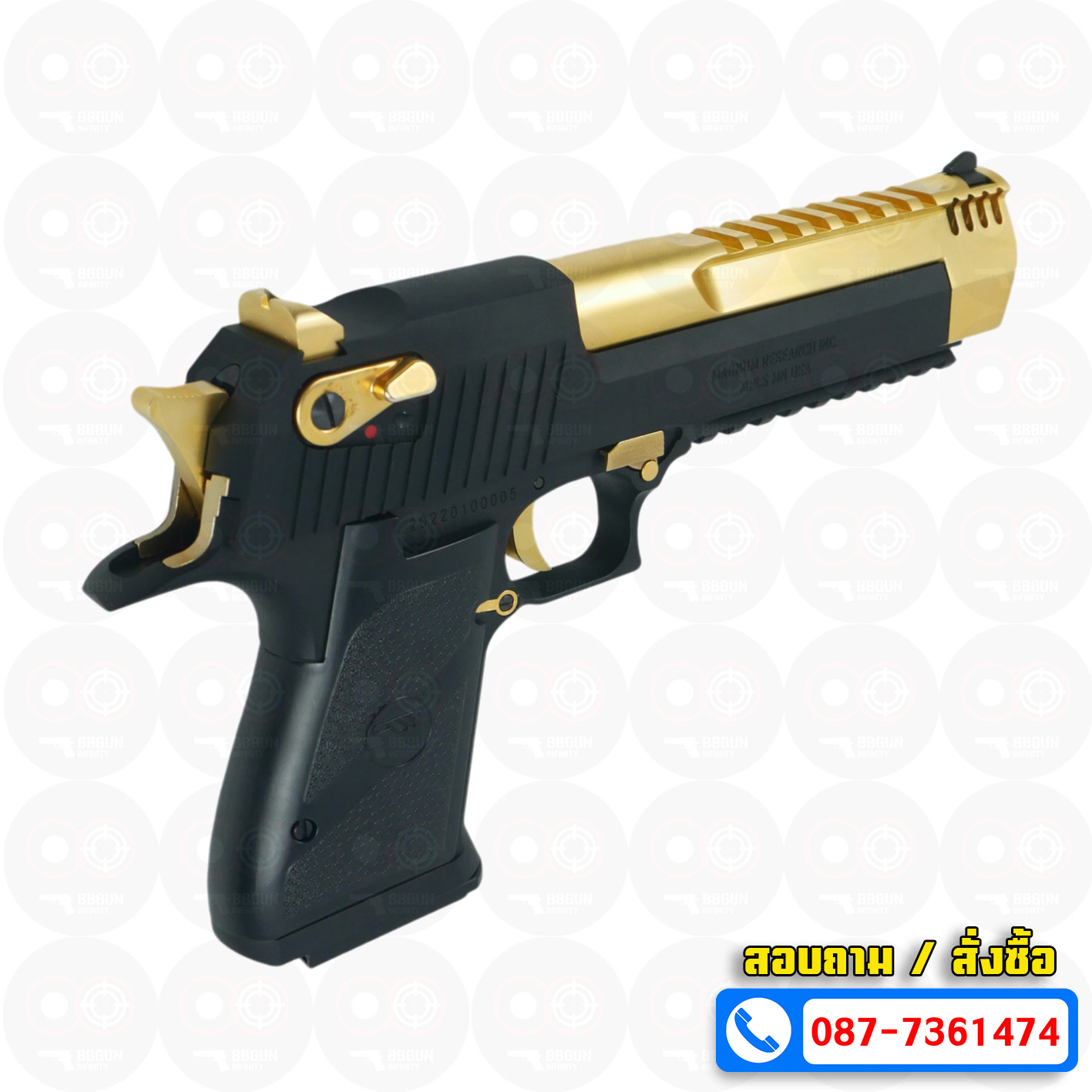 บีบีกันอัดแก๊ส Cybergun Desert Eagle L6 .50 AE GBB BLACK/GOLD BB GUN