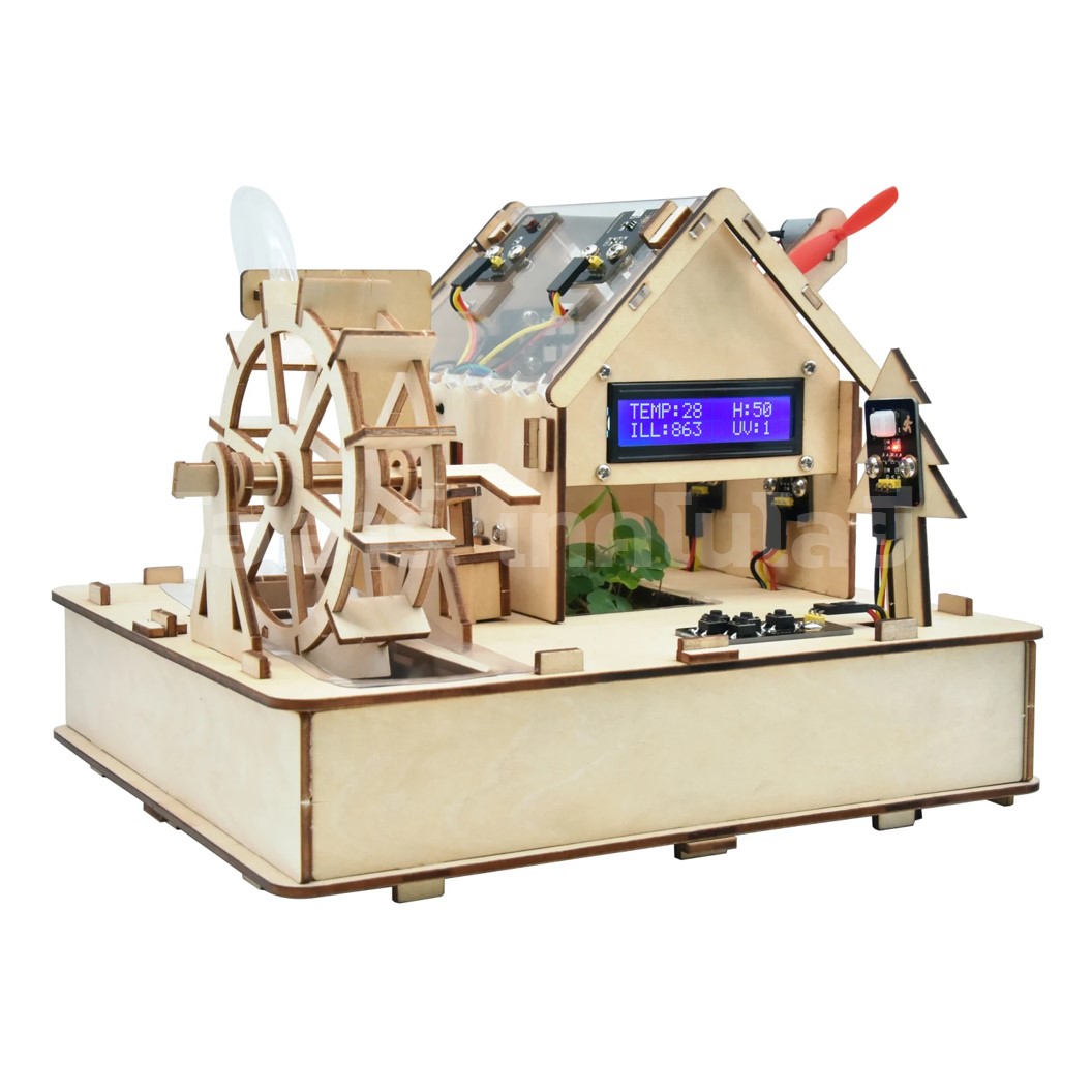 KEYESTUDIO Smart Eco-Friendly House Starter Kit For Arduino ชุดระบบบ้านพลังงานหมุนเวียนอัจฉริยะ บ้านกังหันน้ำ ชุดส่งเสริมการเรียนรู้