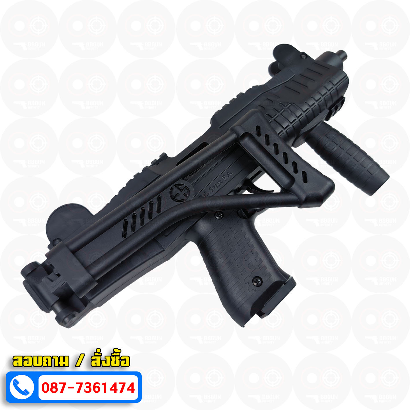 แบลงค์กัน อูซี่ EKOL ASI UZI Semi - Full Auto 9 mm. P.A.K. Blank gun สีดำ (แถม 2 แม็กกาซีน)