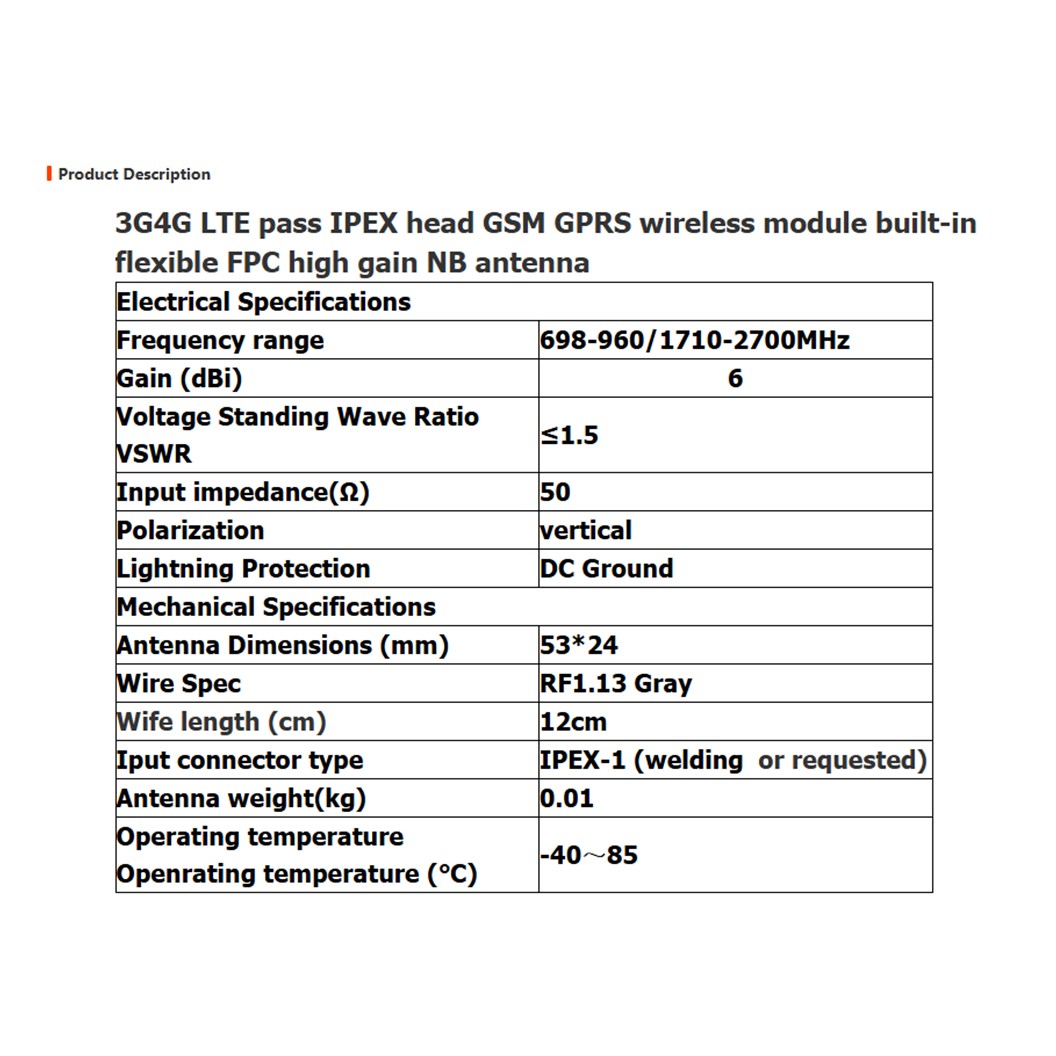 CB667 เสาอากาศ GSM GPRS 2G 3G 4G LTE built-in antenna flexible FPC high gain NB antenna IPEX head สายอากาศ