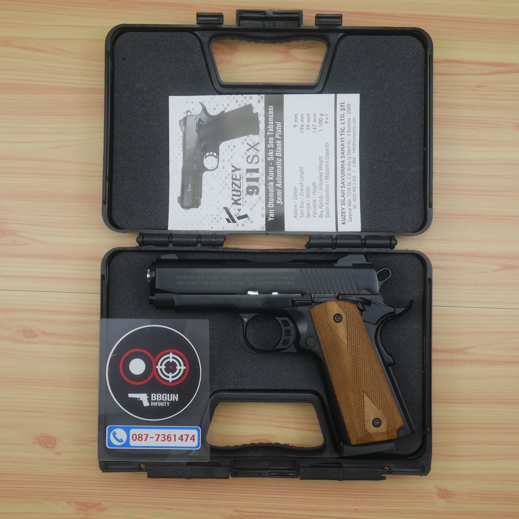 แบลงค์กัน KUZEY M1911 COLT'S 100 ปี สีดำ 4 นิ้ว Blank Gun