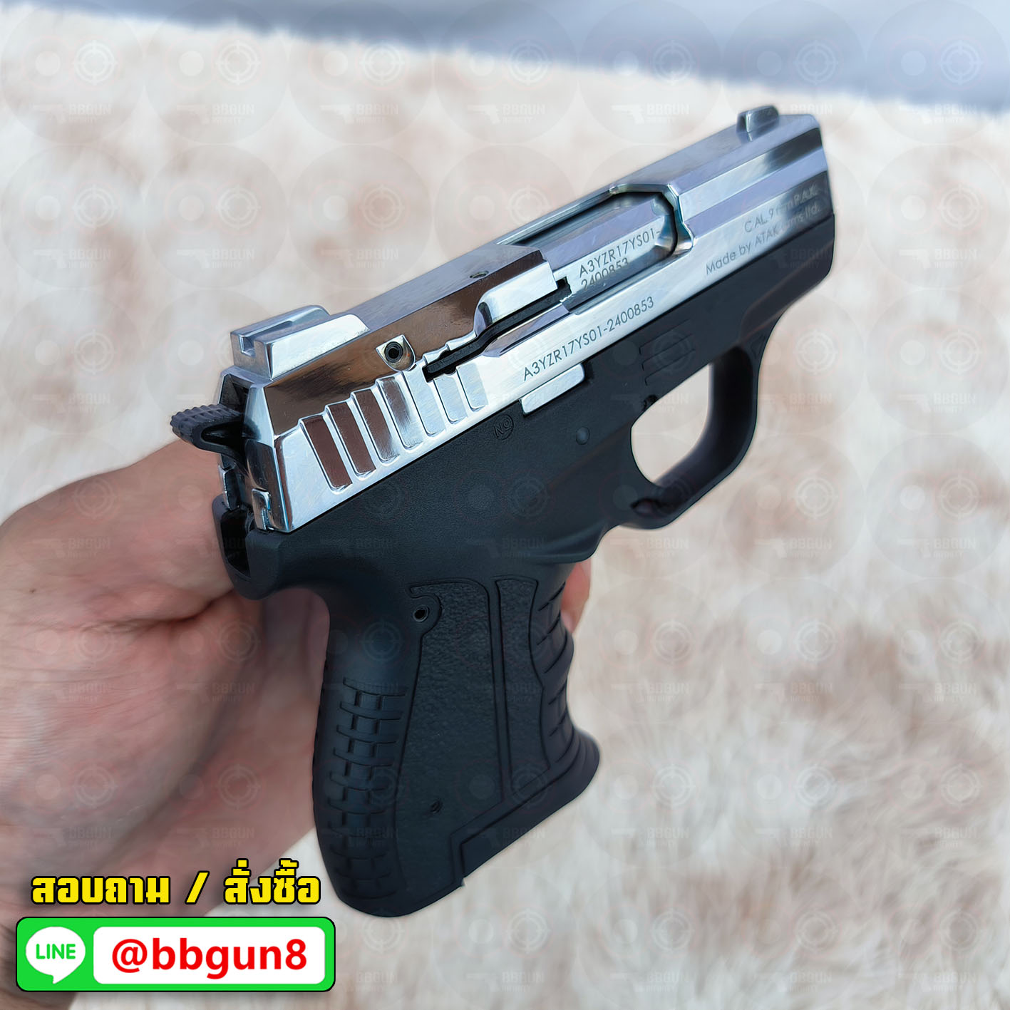 Blank GUN Zoraki M 906-T สีเงินเงา แบลงค์กัน (แถมกล่องใส่ปืน) รอบ EU ปลายส้ม